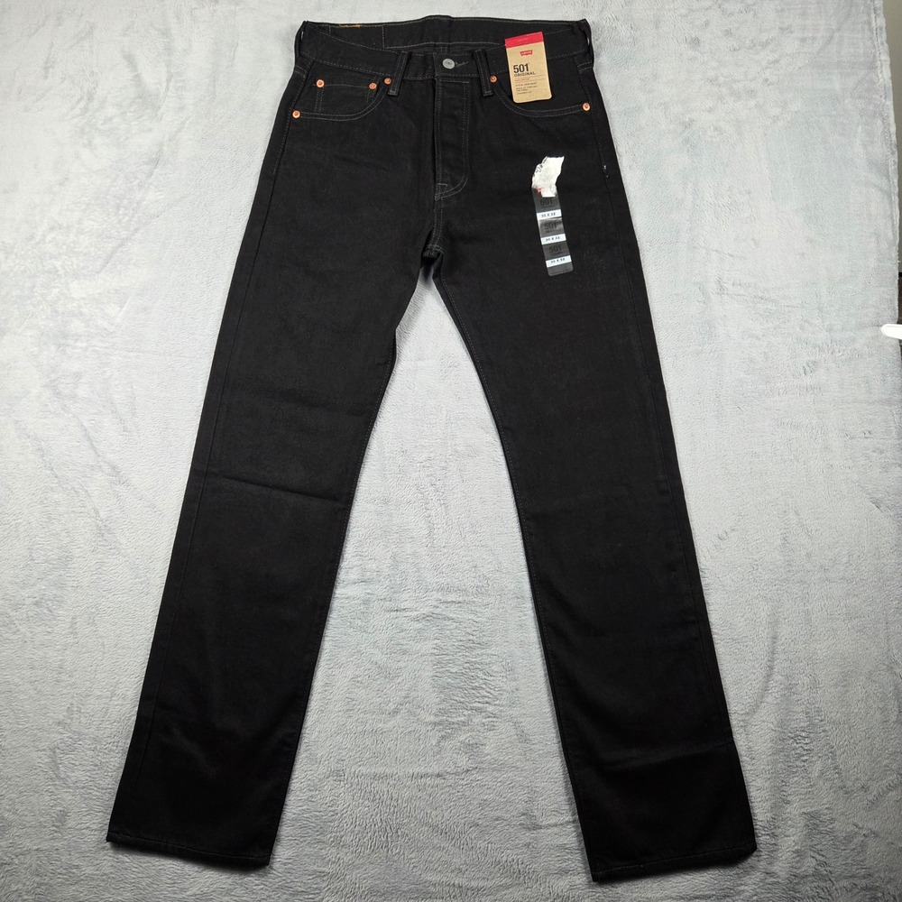 Levi's 501 Original Jeans Mens 30x32 Black NWT Straight Leg Button Fly Cotton